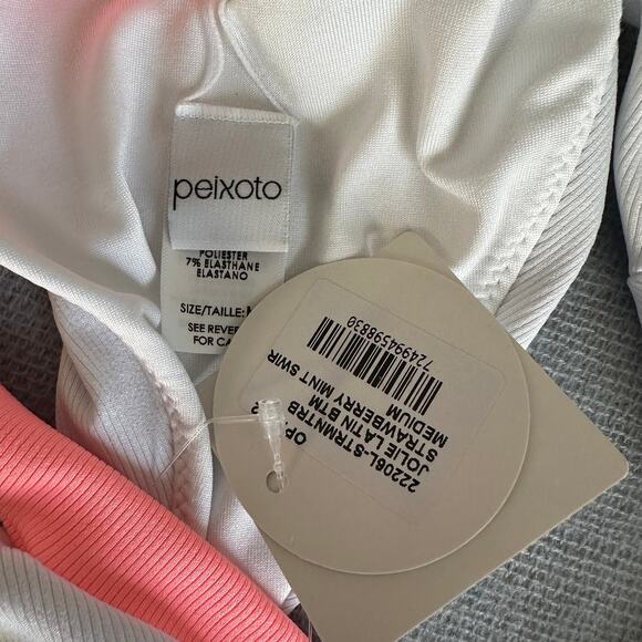 PEIXOTO White Cutout Bikini Bottom MEDIUM Rib High V Cut Colorblock Jolie NEW - Picture 4 of 4